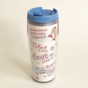 Starbucks 2006 Holiday Plastic Travel Tumbler Tree Snowman Mittens Hot Cocoa